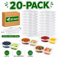 10/20/40 PACK Dual Compartment Condiment Containers With Lids Leakproof Plastic Snack Dip Cups For Lunch Box Daily Meal Prep