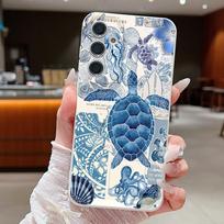 Vėžlio Žuvies Spausdinimo Dėklas Skirtas Samsung A57 A37 A17 A56 A36 A16 A55 A35 A15 A54 5G S21 FE S22 S23 S24 Plus S25 S26 Ultra Odos Tekstūros Silikoninis Dangtelis Samsung S24 Ultra balta