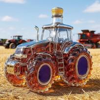 Traktoriaus formos viskio stiklinė-dekanteris 300 ml Naujoviškas traktoriaus formos skaidrus tuščias vyno butelis-dekanteris su dangteliu alkoholio talpykla Unikalus automobilis B