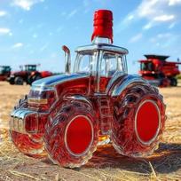 Traktoriaus formos viskio stiklinė-dekanteris 300 ml Naujoviškas traktoriaus formos skaidrus tuščias vyno butelis-dekanteris su dangteliu alkoholio talpykla Unikalus automobilis D