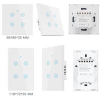 Tuya WiFi Smart Switch EU UK US Alexa Google Home Tempered Glass Touch Wireless Remote Wall Switches 1 2 3 4 Gang Live Wire&UK 2 Gang balta