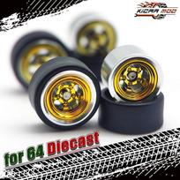 1/64 Ratukai Modeliniam Automobiliui Su Guminėmis Padangomis Metaliniais Ratlankiais Galvanizuoti Modifikavimo Dalys Ratams Minigt D:11 mm 1 rinkinys gray