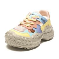 Women's Sneakers Shoe Ultra-lightweight Hollow Out Sandals Women Spring and Autumn Color-blocked Student Shoes Frail 41 beige