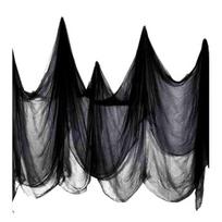 Horror Scene Setting Halloween Coarse Mesh Gauze Fabric, Polyester Cotton Decor for Haunted Holiday Party Supplies House, Spooky DIY Decoration, XXXL juoda
