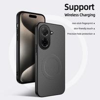 Redmi A5 4G Carbon Fiber Leather Texture Case with Lens & Drop Protection, MagSafe Compatible Redmi A5 4G pilka