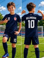 2026 Vaikų sportinis kostiumas Bellingham #10 spausdintas marškinėlis+šortai rinkiniai Futbolo marškinėlis Anglijos gerbėjų kostiumas Sportiniai vaikams/suaugusiems drabužiai 160