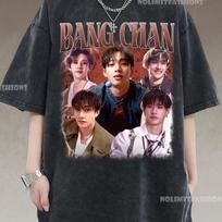 Bang Chan Stray Kids Retro T-Shirt, Kpop Unisex Tee 140 brown