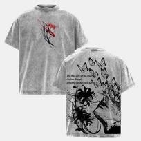 Hot Tokyo Ghoul Anime Kaneki Ken Graphic T Shirt Vintage Washed T-shirt Men Women Clothing Oversized Polyester Short Sleeve Tees XL pilka spalva