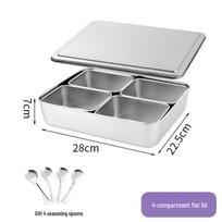 Stainless Steel Spice Box: Japanese Seasoning Set with Six or Eight Grids for Ingredients and Grains