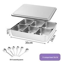 Stainless Steel Spice Box: Japanese Seasoning Set with Six or Eight Grids for Ingredients and Grains