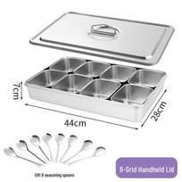 Stainless Steel Spice Box: Japanese Seasoning Set with Six or Eight Grids for Ingredients and Grains