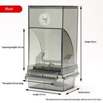 Automatic No Mess Parrot Feeder Transparent Cage Food Dispenser BPA Free Easy Install for Finch Lovebird Pet Birds Gray