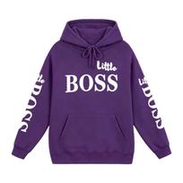 Trendy Kids' Letter Print Hoodie - 'Little Boss' Spring/Autumn Casual Sweatshirt for Boys & Girls 140 cm tamsiai violetine spalva