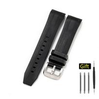 22mm Waterproof Sports Silicone Watch Strap for Tissot 1853 Sea Star Diving T120417 T120407A  Metal pin buckle Mens bracelet black