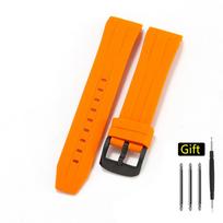 22mm Waterproof Sports Silicone Watch Strap for Tissot 1853 Sea Star Diving T120417 T120407A  Metal pin buckle Mens bracelet orange