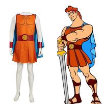 Heraklio kostiumas vyrams Graikų dievas Heraklis Helovino Cosplay Raumenų bodysuit Raumenų kostiumas Aprangos rinkinys M oranžinė