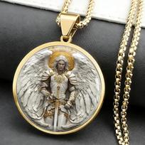 Arkangelas Mykolas Universalūs Papuošalai Dovana Vaikinui Pakabukas Karoliai Moterims 50cm(Necklace Size) gray