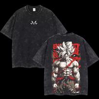 Anime Dragon Ball Cosplay Washed Goku T-Shirt Cotton Loose Large Casual Sports Vegeta Gym T-Shirt Men's Harajuku Tee Clothing 2XL black