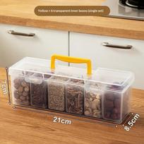 Clear Plastic Spice Storage Container Set With Removable Compartments And Portable Handle Perfect For Kitchen Pantry Seasoning A2