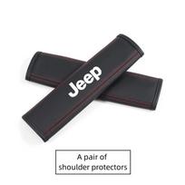 Odiniai automobilio galvos atramos kaklo pagalvėlės saugos diržo peties paminkštinimo priedai, skirti Jeep Renegade Wrangler Gladiator Grand Cherokee Compass black