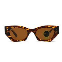 4430 Retro Cat-Eye Sunglasses with Rivet Detail, Unisex UV Protection Polarized Sunglasses, Trendy Style Leopard print tea brown