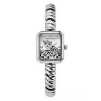 Square Case Ladies Quartz Wristwatch Leopard Pattern Dial Crystal Inlay Twisted Metal Bracelet Dress Watch auksas