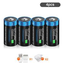 1,5 V C tipo baterija USB D R20 LR20 Įkraunamos ličio jonų baterijos Baterija RC fotoaparatui Drono priedai Dujinė viryklė 4pcs mėlyna
