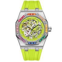 Naujas TOP prabangus vyriškas laikrodis su dėžute Rainbow vyriškais mechaniniais laikrodžiais gray