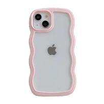 Mielas skaidrus banguotas apsauginis dėklas, skirtas Iphone 13 11 12 14 Plus Pro Max Xs Xr X, atsparus smūgiams, skaidrus, minkštas, estetiškas dangtelis Coque For iPhone 13 Pro rožinė