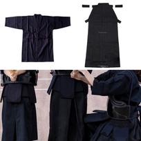 Japoniškas Kendo uniformos komplektas Kvėpuojantis Iaido Tradicinis samurajaus aprėždas 160cm_Blue and Black black