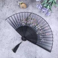 Bambuko antikvarinis sulankstomas vėduoklė Kinų stiliaus vėduoklė Vasarinė moteriška šokių vėduoklė Nešiojama elegantiška gėlių rankinė vėduoklė Išskirtinės dovanos A9 gray
