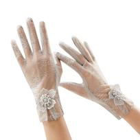 1 pora nėriniuotų moteriškų pirštinių nuo saulės, vasarinės plonos, tinkamos vairuoti, važiuoti dviračiu, su jutikliniu ekranu, neslystančios, trumpo stiliaus. ONE SIZE gray