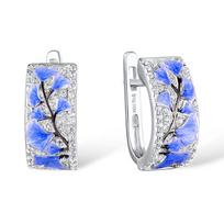 High Quality Blue White Flower Epoxy Earrings for Woman Blue White Cubic Zirconial Earrings Fashion Jewelry Gift Wedding Party white