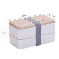 Mikrobangų krosnelėje naudojamas dviejų aukštų pietų dėžutė 1200 ml medinė salotų bento dėžutė be BPA nešiojama konteinerinė dėžutė darbuotojams studentams 1-2L balta