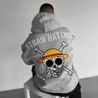 Anime gobtuvas vyrams moterims One Piece Šiaudinės skrybėlės komanda Oversize laisvalaikio džemperis su gobtuvu Streetwear Cosplay Pavasaris Ruduo Mada 3XL gray
