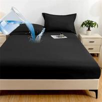100% Vandeniui atsparus čiužinio užvalkalas su gilia kišenėle Vienspalvis Anti-mite Priglundantis paklodė Čiužinio apsauga Lovos užvalkalas King Queen 2xPillowcase NOSHEET black