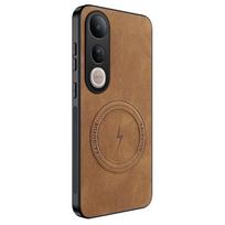 Skirta VIVO V50 Lite prabangi avikailio medžiaga Magsafe magnetiniam belaidžiam įkrovimui matinis dėklas VIVO V 50 V50lite apsaugantis nuo kritimo buferis For VIVO V50 ruda