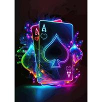 Pokerio kortos Neoninis meno plakatas Drobės spaudinys Pokerio sienos dekoras Kortų žaidimų kambario estetiškas sienos dekoras Baro namų dekoras Be LED 60X80cm No Framed