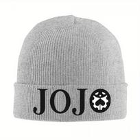Jojos-Bizarre-Adventure-Simbolis Megzta kepurė Beanie Rudens Žiemos Kepurės Šilta Atsitiktinė Kepurė Vyrams Moterims Dovanos gray