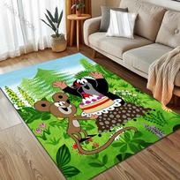 Mažojo kurmio paveikslėlio animacinis kilimas svetainei, miegamajam, sofai, prie durų, sofos stalo plotui, neslystantis grindų kilimėlis, dovanoms 40x60cm (16x24in) black