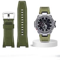 Skirta Casio GST-S100G S110 S130L W100G W110 210B 400G laikrodžio dirželis drobė Apyrankė 26*14mm Vyriška minkšta karvės odos Odinė laikrodžio apyrankė 26X14mm gray