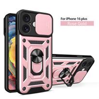 for Motorola Moto G56 With Metal Ring Bumpers Cover Military Grade Slide Camera Lens Protection Armor Case for Moto G56 rožinio aukso spalvos