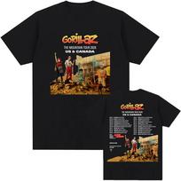 GORILLAZs The Mountain Tour 2026 Marškinėliai Vasariniai Trumpomis Rankovėmis Apvalia Kaklo Iškirpte Unisex Marškinėliai Roko Grupės Grafinis Spaudinys Marškinėliai XS juoda