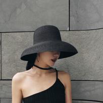 Boho Šiaudinė Kepurė Kupolas UV Apsaugos Kepuraitė Atsitiktinė Austa Kepurė Kelionės juoda