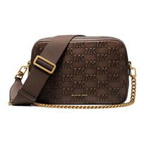 Michael Kors MK Bryant Embossed Logo Shoulder Strap Removable Embossed Logo Leather Crossbody Bag Medium Women crossbody bag 32F5AYTC6L-CHOCOLATE Basic Set (Bag) black