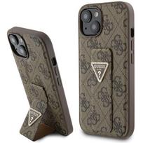 Etui do iPhone 15 Guess Brown Hardcase Grip Stand Triangle