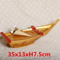 Black red sushi sashimi boat ice food seafood plate salmon sashimi tray Creative Japanese food container sushi barrel decor boat brown
