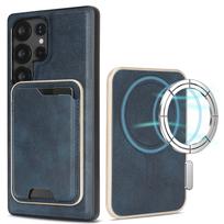 Itin plonas magnetinis kortelių laikiklio dėklas, skirtas Samsung Galaxy A56 5G/A55/A54/A53/A52/A16/A15/A14, belaidžio įkrovimo odinis telefono dėklas Galaxy A54 5G tamsiai mėlyna spalva