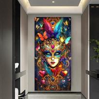 Venecijos karnavalo kaukės durų uždangalas fonas Mardi Gras kaukolių vakarėlio dekoracijos Spalvingas plunksnų fonas nuotraukų fotosesijai rekvizitas 180X90CM