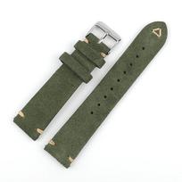 Suede odos laikrodžio dirželis 18mm 19mm 20mm 21mm 22mm 24mm Pilkas Vintažinis Juostelės Pakeitimas Apyrankė Rankų darbo Siuvimas Laikrodžio dirželis 21mm silver buckle žalia